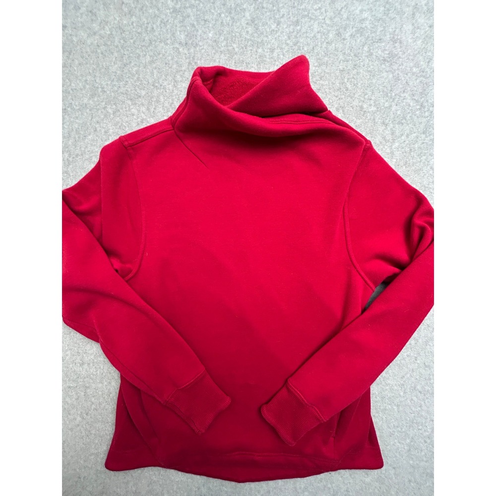 Athleta Red Fleece Funnel Neck Sweatshirt Womens Small Zipper Pockets P12345